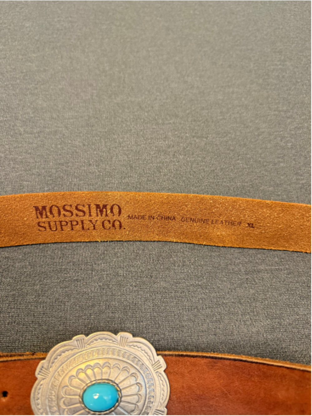 brown leather Mossimo Supply Co. belt silver toned concho buckle turquoise XL - Picture 2 of 7